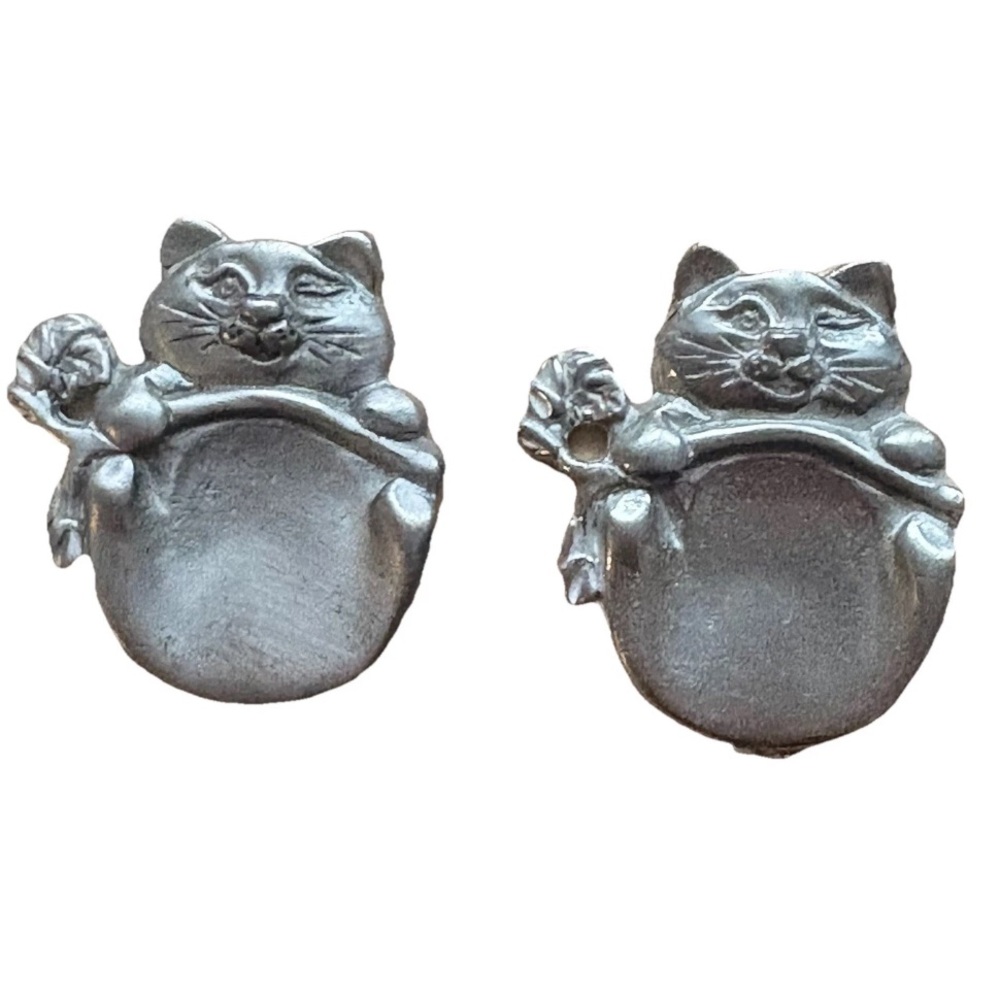 Oceanart Pewter 1995 Cat Tree Hang In There Canada Vtg Fidget Charms 2 Trinkets